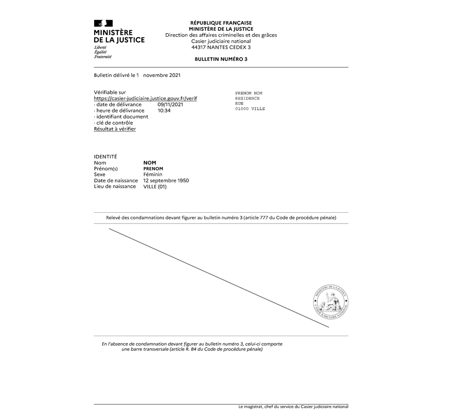 Traduction Certifiée > Casier Judiciaire Vierge