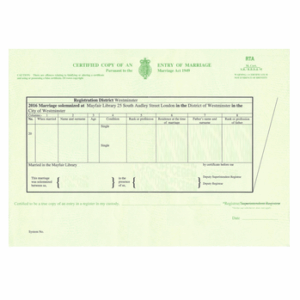 Marriage Certificate FRA/GBR/IRL/AUS