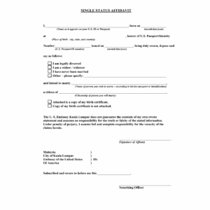 Certificate of no impediment/single status certificate